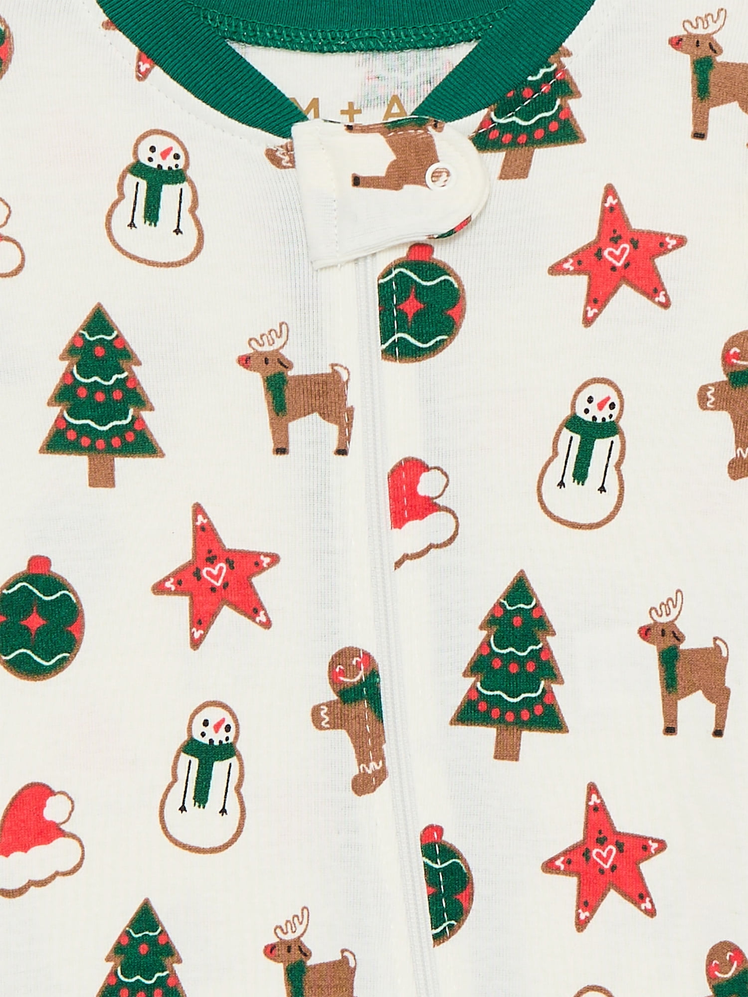 M+A by Monica + Andy Gender Neutral Baby Christmas Organic Cotton One Piece Pajamas and Bib Set, 2-Piece, Sizes 0M-24M