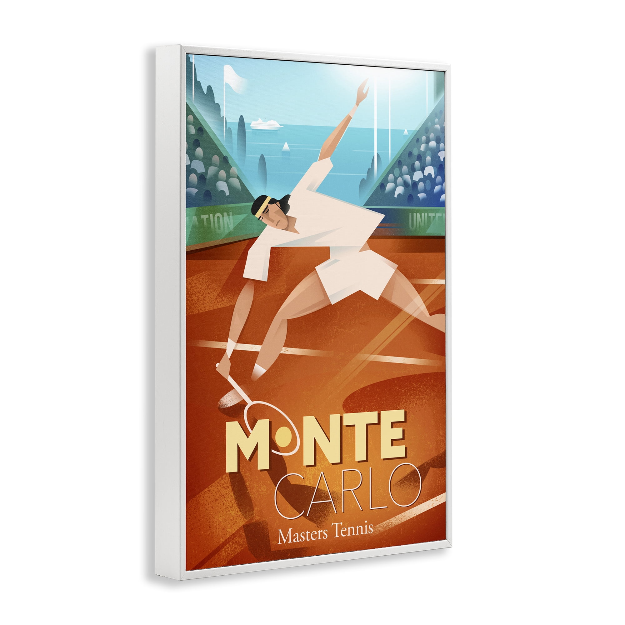 Stupell Industries Monte Carlo Masters Tennis White Framed Giclee Art, design by Martin Wickstrom