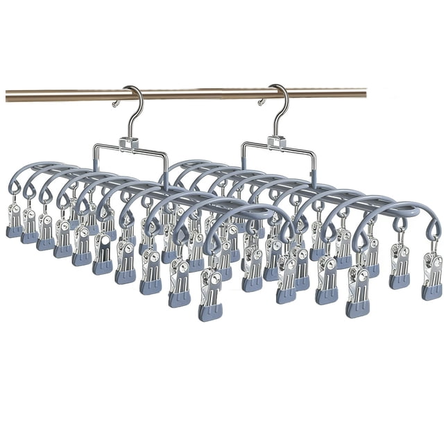 BotaniNest Stainless Steel Clip Socks Drying Rack Grey Home Laundry Hanger With Strong Hooks For Efficient Space Saving