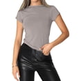 thumbnail image 3 of Women'S Casual Basic Going Out Crop Tops Slim Fit Short Sleeve Crew Neck Tight T Shirts Short Sleeve No. 62 S, 3 of 8