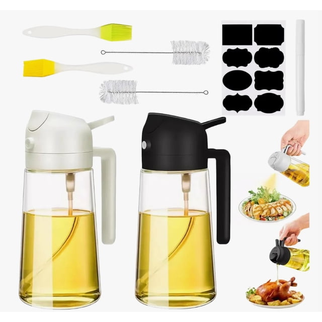 2 Dispensador Botellas Para Aceite 2en1 470ml Modelo Negro + Blanco