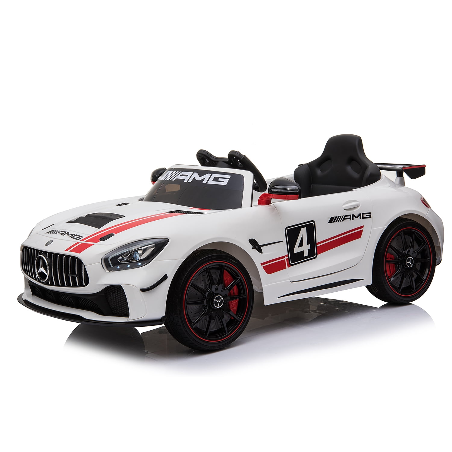 Mercedes Benz AMG GT4 Electric Ride On Car with Remote Control for Kids, 12V  Power Battery Official Licensed Kids Car with 2.4G Radio Parental Control  Opening Doors, White 
