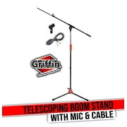 Griffin Microphone Stand with Telescoping Boom, XLR Cable & Mic Clip Package - Tripod Quality for Studio, Karaoke, Live Performances, Studio, Conferences - 20 ft Pro Audio Mic Cord Patch