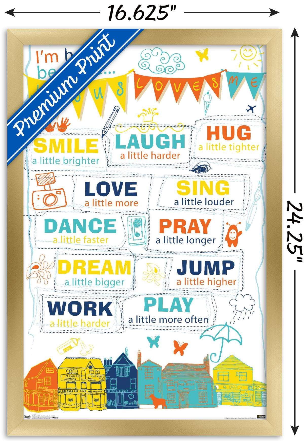 I'm Happy Wall Poster, 14.725" x 22.375", Framed