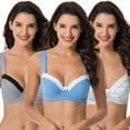 thumbnail image 6 of Curve Muse Women's Plus Size Underwired Unlined Balconette Cotton Bra-3Pack-WHITE PRINT,BLUE,COOL GRAY-46DD, 6 of 7