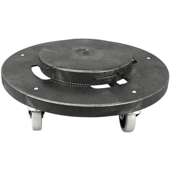 - 18.25" Trash Can Dolly with Wheels Black Color Plastic- Multi Functional Rolling Dolly Cart Trash Can Roller Base for Round 20 32 44 55 Gallon Containers Twist On Off 5 Swivel Caster$$Tools
