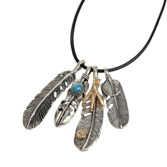 ZLight Griffe d'Aigle Vintage pour Breloques en Forme de Plume Pendentif Collier Cordon Ciré
