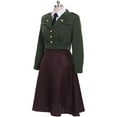 thumbnail image 2 of Women's Retro Green Military Style Dress Stage Performance Dress, 2 of 5