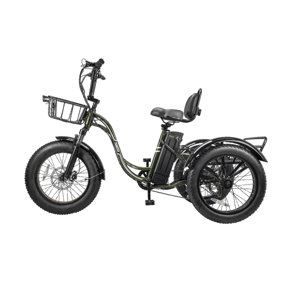 S03 Fat Tire Electric Trike for Adults, 20" All-Terrain Electric Tricycle with 750W Peak Motor, 48V 12Ah Battery, Shimano 6-Speed, Dual Disc Brakes, Black