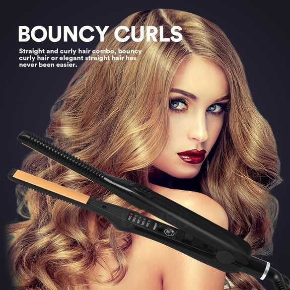 All-in-One Hair Styling Tool for Straightening, Curling, and Crimping, Professional 2-in-1 Flat Iron and Hair Waver with Adjustable Heat for Creative, Salon-Quality Looks