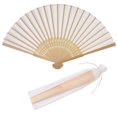 thumbnail image 1 of Hand Fan SL Crafts - Tela de seda imitada (bambú, 24 unidades), color crema, 1 of 5