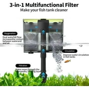 Aquarium Filter U-V Light 3 in 1 Fish Tank Filter, Tawatiler 215 GPH Green Water Cleaning Filter Pump, Double Waterfall 8W Quiet Hang on Filter for 30-60 Gallon Aquariums Saltwater Freshwater