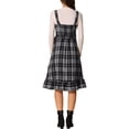 thumbnail image 3 of Vestido Vintage a Cuadros INSPIRE CHIC para Mujeres con Volantes, Sin Mangas, Cintura Ajustable, Corte A, Pinafore, Vestidos en S Negro y Blanco, 3 of 5