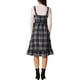 thumbnail image 3 of Vestido Vintage a Cuadros INSPIRE CHIC para Mujeres con Volantes, Sin Mangas, Cintura Ajustable, Corte A, Pinafore, Vestidos en S Negro y Blanco, 3 of 5