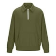 thumbnail image 5 of gbyLJF Mens Quarter Zip Sweatshirts Solid Color Long Sleeve Turndown Collar Sweaters Loose Fit Autumn Casual Pullover Tops, 5 of 6