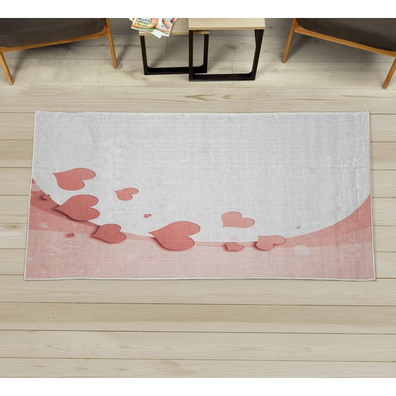 Love Decorative Rug, Valentines Day Romance Art with Hearts Stars Wedding Happiness Theme, Quality Carpet for Bedroom Dorm and Living Room, 6 Sizes, Pastel Blue, by Ambesonne