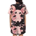 thumbnail image 3 of Lsque Cute Axolotl Sakura Blossoms B Women's Short-Sleeved Pajama Set - 2 Piece Soft and Lightweight Sleepwear Set-Small, 3 of 9