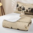 thumbnail image 4 of Castle Fairy Rustic Wood Grain Bear Twin Quilt Set for Teens,Lake Pine Forest Canoe Twin Coverlet Set,Beige Brown Black, 4 of 7