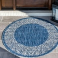 thumbnail image 1 of Unique Loom Outdoor Collection Transitional Indoor & Outdoor Traditional Floral Border Area Rug, 4 Feet, Blue/Gray, 1 of 4