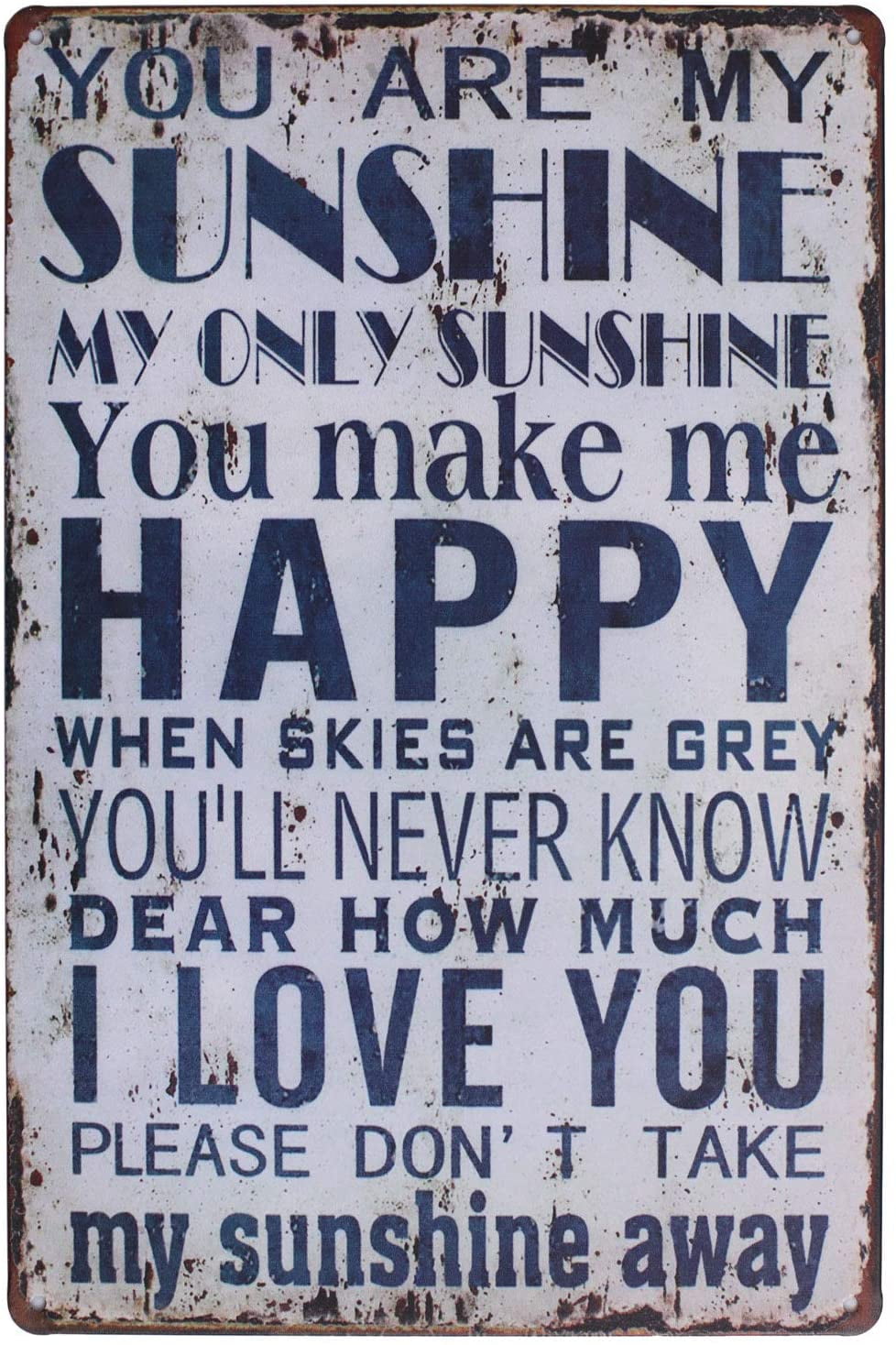 You Are My Sunshine Make Me Happy I Love Metal Plate Sign Vintage... 