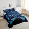 thumbnail image 4 of Feelyou Dreamy Blue Butterfly Bedding Comforter Set, Western Bohemian Paisley Twin Comforter Sets, Vintage Damask Flower Reversible Bedding Set, Breathable Home Decor, 2-Piece, 4 of 9