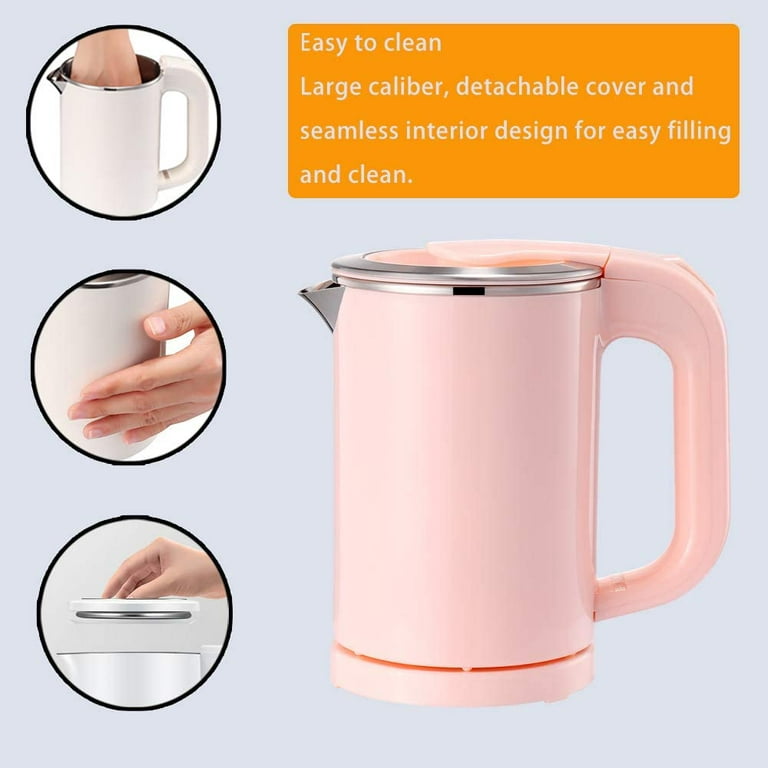  Dezin Electric Kettle, 0.8L Portable Travel Kettle with Double  Wall Construction, Stainless Steel Electric Tea Kettle for Business Trip,  Small Electric Kettle with Auto Shut-Off, White (Without Cup): Home &  Kitchen