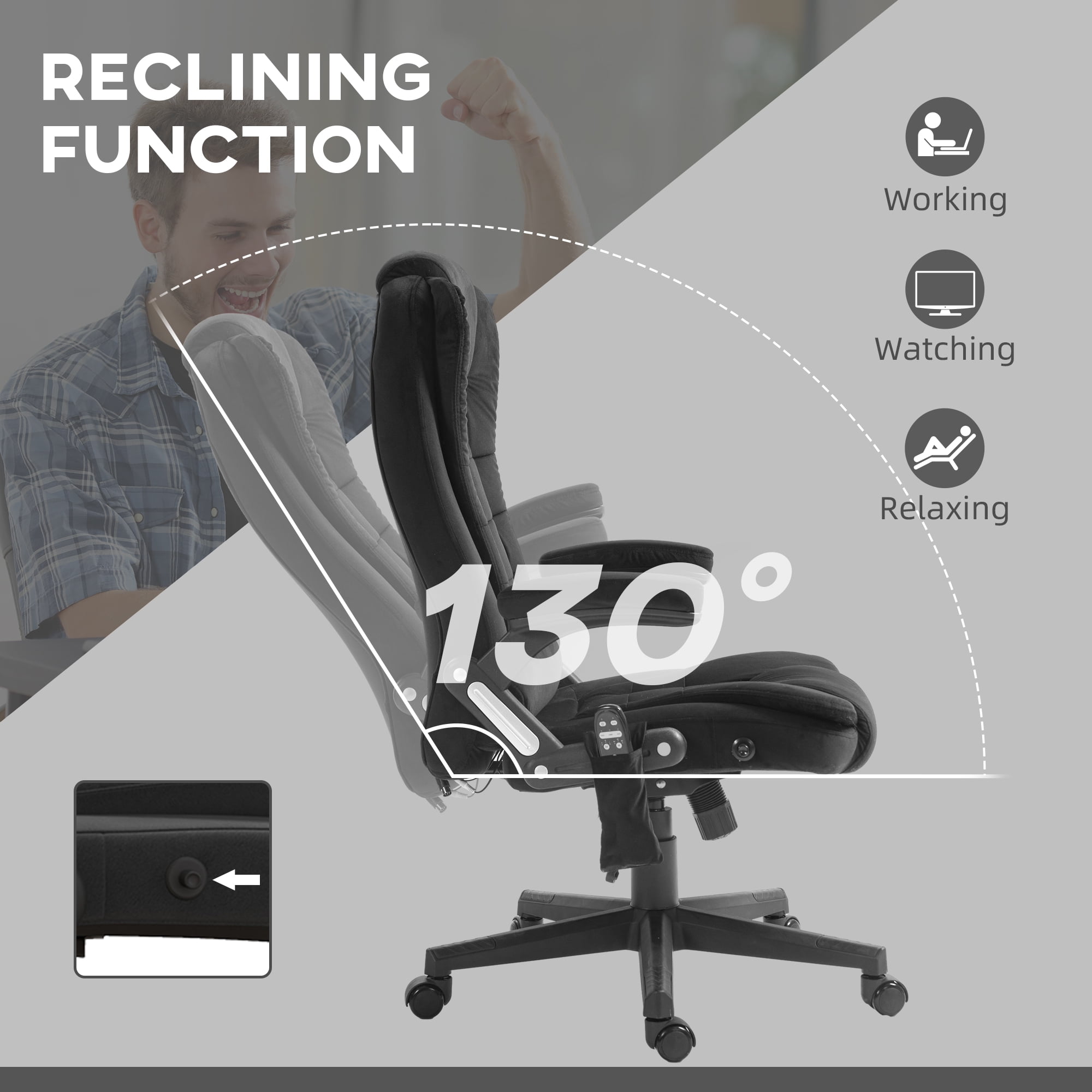 HOMCOM 6 Point Vibrating Massage Office Chair with Lumbar Heat