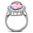 thumbnail image 3 of High polished (no plating) Stainless Steel Ring with Synthetic Synthetic Glass in Rose for Women Rose Stone Color Style TK3676 Size 9, 3 of 4