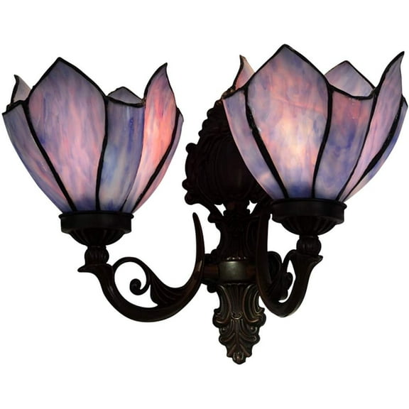 Artistic Style Wall Lamp, Vintage Stained Glass Wall Light, 2 Lights, Beside Reading Wall Sconce for Hallway Living Room Bedroom Bathroom Night Light, 110-240V,C
