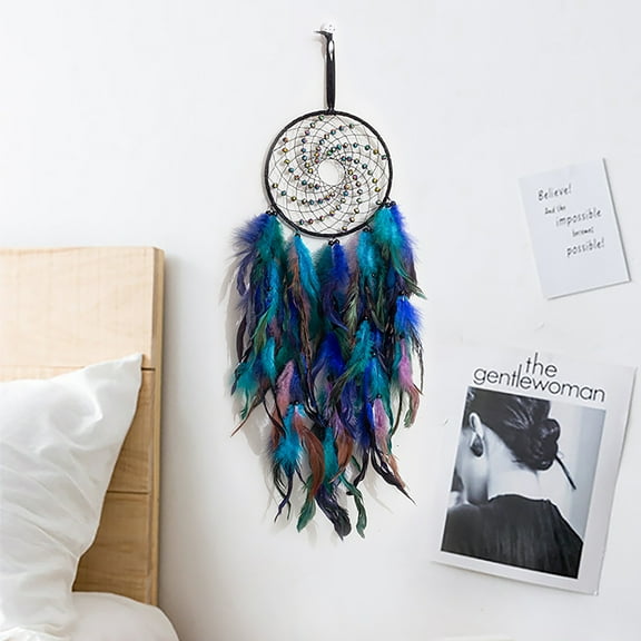 1pcs Windmill Dream Catchers Handmade Indian Dream Catcher with Natural Feather Hanging Decorations Home Ornament Birthday Festival Craft Gift for Girls Kids Women Wall Decor for Bedroom