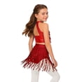 thumbnail image 2 of Haitryli Girls Sequins Tassel Jazz Latin Dance Dress Outfits Metallic Crop Top with Briefs Skirt for Ballroom Dancing Red 6, 2 of 7