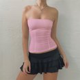thumbnail image 2 of Top de tubo sin mangas para mujer, top de tubo sin tirantes, transpirable, informal, minimalista, para niñas, rosa, L, 2 of 6