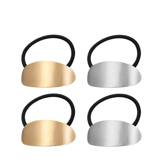 DECOMELODY 4Pcs Oval Metal Hair Ties For Women Daily Wear Elastic Ponytail Cuff