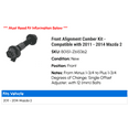 thumbnail image 2 of Front Alignment Camber Kit - Compatible with 2011 - 2014 Mazda 2 2012 2013, 2 of 2