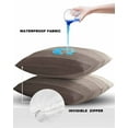 thumbnail image 4 of Pack of 2 Outdoor Pillow Covers, Khaki Striped Gradient Rustic Wood Board Waterproof Square Throw Pillowcase Cushion Decorative Pillow Covers for Couch Patio Tent, 20x20 in, 4 of 6