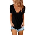 thumbnail image 2 of ONLYSHE Womens Summer V Neck T Shirts Short Sleeve Loose Fit Basic Tunic Tops Blouse, 2 of 5