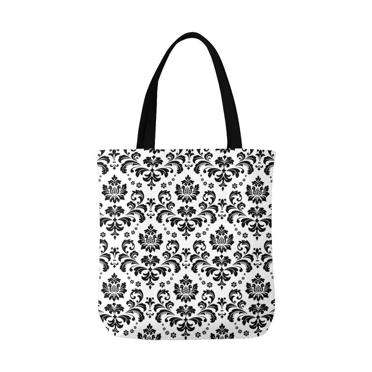 Hatiart Elegant Damask Black And White Floral Washable Canvas Tote Bag Resuable Grocery Bags Shopping Bags Canvas Tote Bag Perfect For Crafting