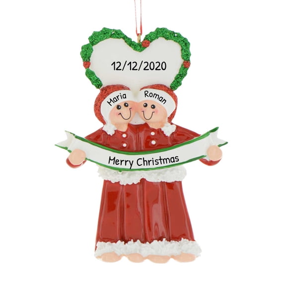 Ornaments by Elves Personalized Couple with Matching Santa Pajamas Christmas Ornaments 2024