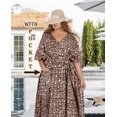 thumbnail image 2 of LA LEELA Women's Summer Batik Caftan Long Loungewear Dashiki House Dress with Pockets Sleepwear for Women Nightgown 1X-2X Brown, Checks, 2 of 5