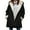 Black, variant on BAETEUY Women's Winter Coat, Hooded, Thick Fleece Lined, Solid Color, Mid-Length, Long Sleeves, Single-Breasted, Small Horn Buttons, Thermal Overcoat, Warm and Stylish