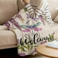 thumbnail image 4 of Throw Blanket for Couch Flower Dragonfly Soft Fleece Flannel Blankets Cozy Lightweight Blanket for Home Sofa Living Room Purple Flower Bed Throws 50" x 60", 4 of 9