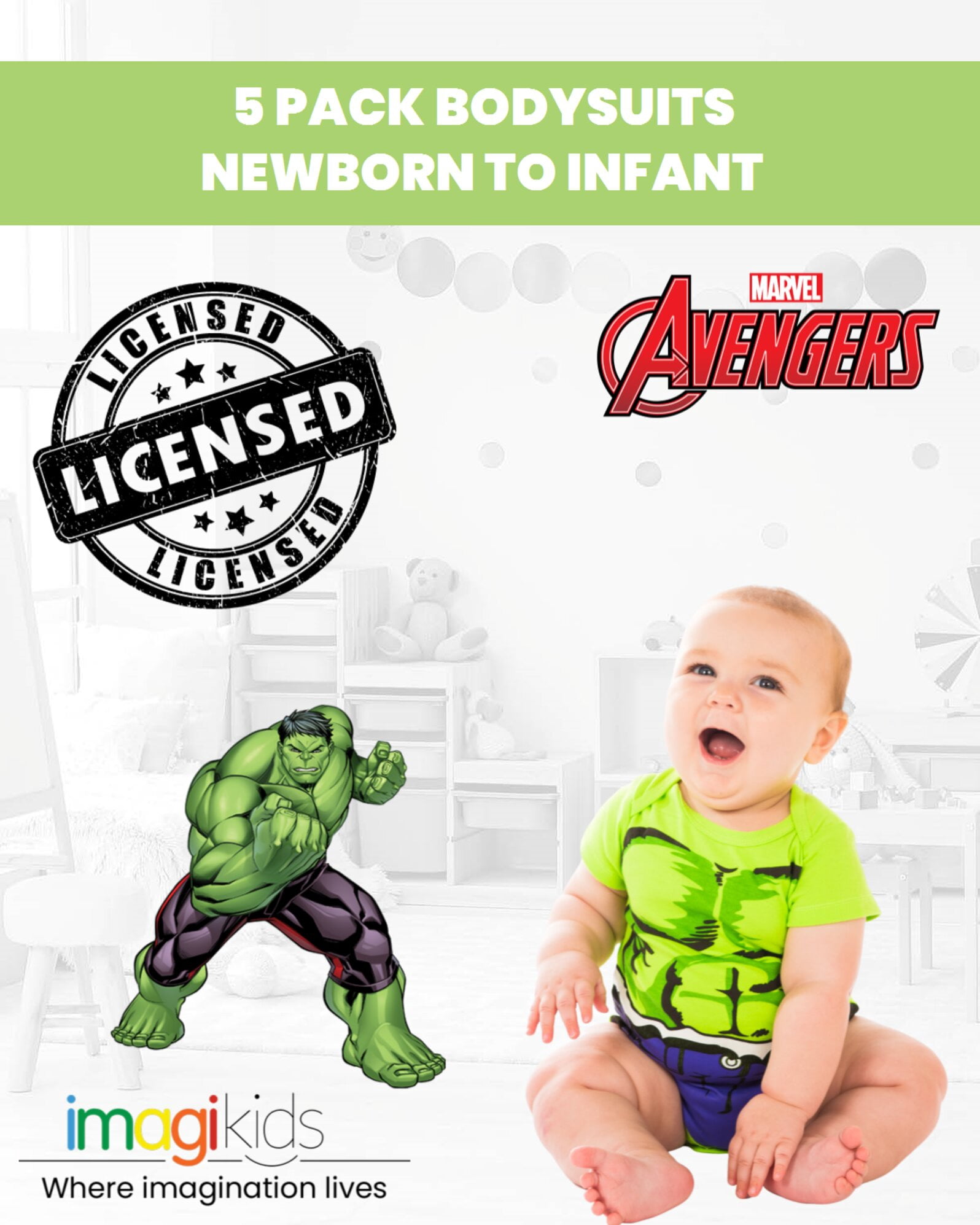 Marvel Avengers Spider-Man Iron Man Captain America Infant Baby Boys 5 Pack Bodysuits Newborn to Infant