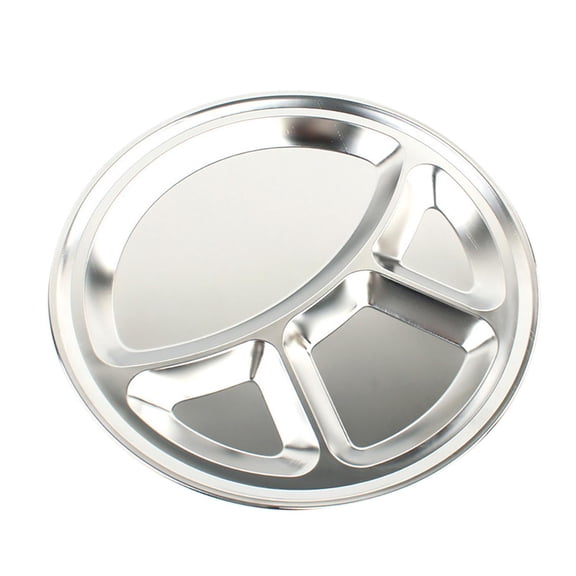 SDFGTstore 4 Grids Divided Plate Stainless Steel Cartoon Paw Dinner Tray Lunch Container Food Feeding Bowl Kids Toddlers Serving Platter for School Camping