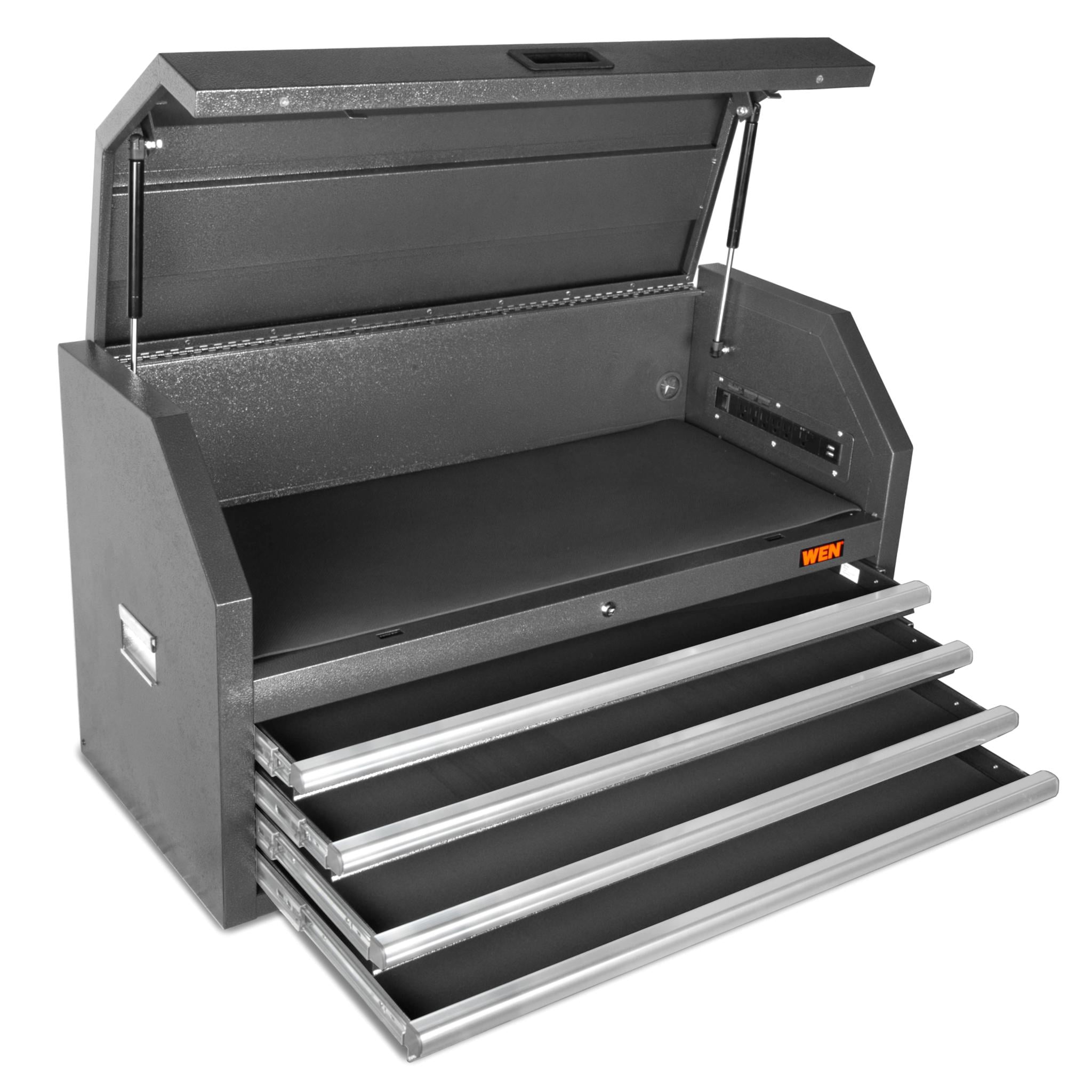 WEN 42-Inch Premium Tool Chest with Heavy Duty 21-Gauge Powder-Coated Steel Construction and Onboard Charging Station (GG421T)