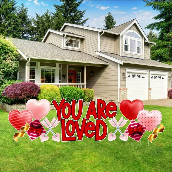 VictoryStore You Are Loved Valentine's Day Party Supplies Display, Valentine's Day Decorations Outdoor,  16 PC SET 19972