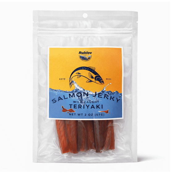 Rublev Wild Caught Salmon Jerky Teriyaki High Protein 2 oz