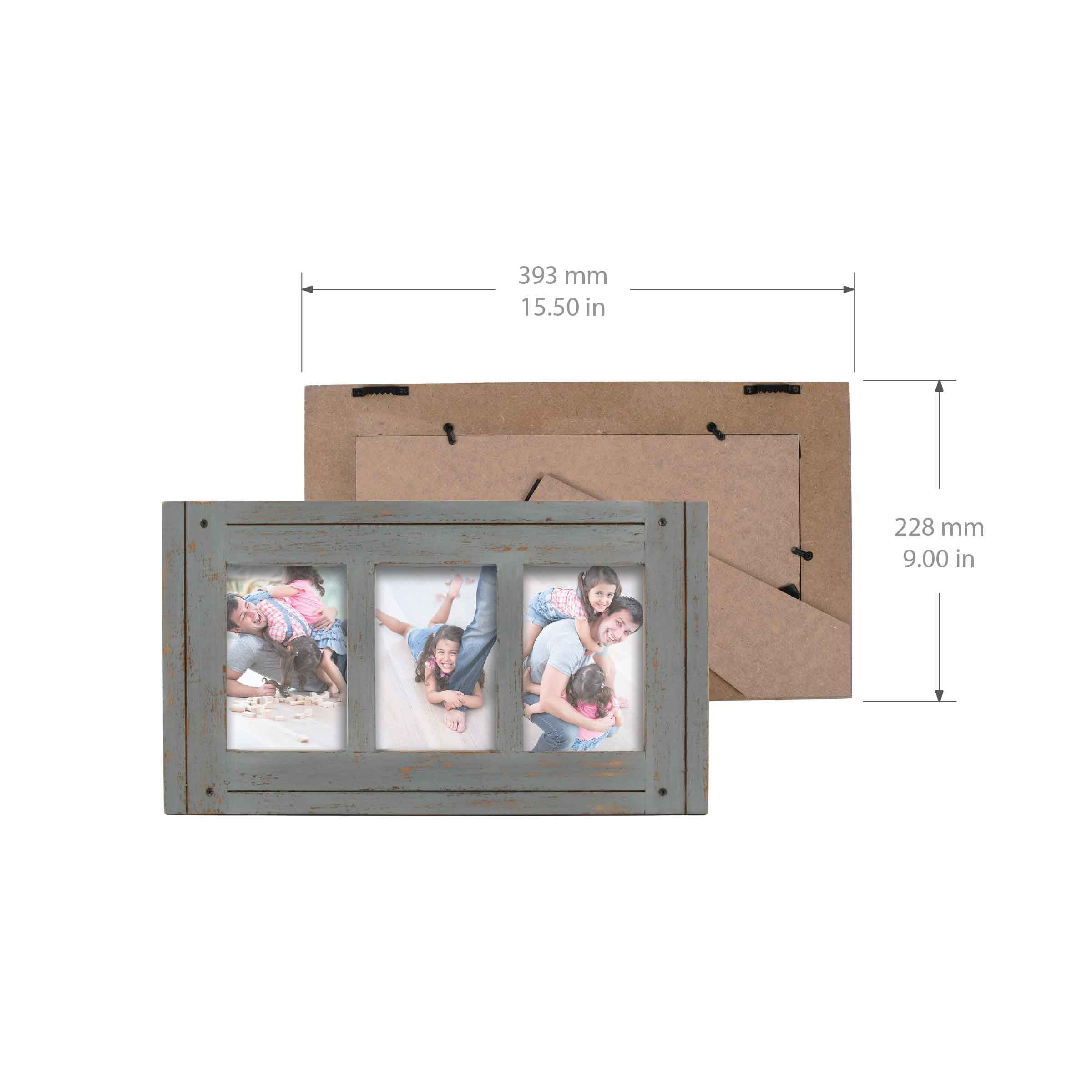 Prinz Homestead 3-Opening Collage Picture Frame 4x6 Photos, Gray, Tabletop or Wall Display