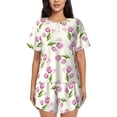 thumbnail image 1 of Fotbe Tulips Flowers Conjunto de Pijama Estampado para Mujer, 2 Piezas, Ropa de Dormir con Camiseta de Manga Corta y Shorts Suaves-Small, 1 of 6
