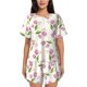 thumbnail image 1 of Balery Tulips Flowers Conjunto de Pijama para Mujer con Estampado, Dos Piezas de Manga Corta y Shorts, Ropa de Dormir Suave con Cuello Redondo y Bolsillos-Medium, 1 of 6