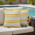 thumbnail image 4 of Ginger Yellow Stripes Outdoor Waterproof Pillow Covers, Modern Minimalist Horizontal Lines Decorative Square Throw Pillowcase Sofa Cushion Sham for Patio/Couch/Chair, 18"x18" 2 Pack, 4 of 8